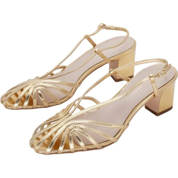 Loeffler Randall Priscilla Strappy Heeled Sandals Gold Women Dress US 7M - Picture 2 of 6